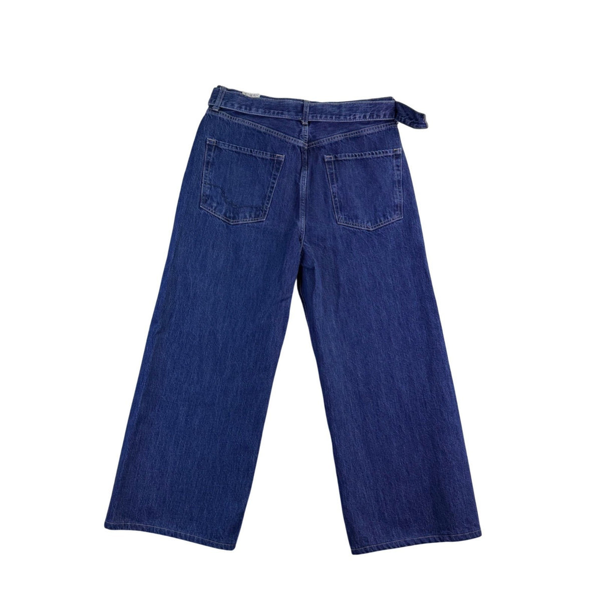 We The Free Womens Blue Cotton Belted High-Waisted Wide-Leg Denim Jeans Size 30