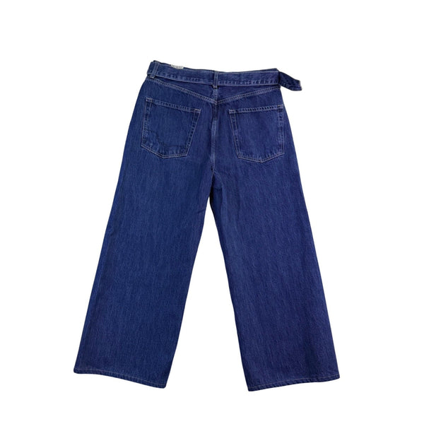 We The Free Womens Blue Cotton Belted High-Waisted Wide-Leg Denim Jeans Size 30