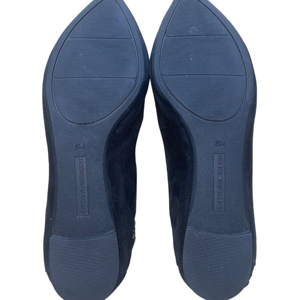 Enzo Angiolini Women’s Black Suede Strap And Buckle Detail Shiana Flats Size 8M