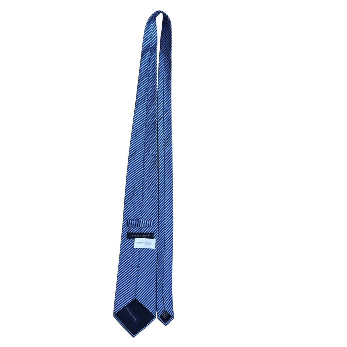 Banana Republic Mens Blue Striped 100% Silk Tie Made In Italy Elegant Neckwear