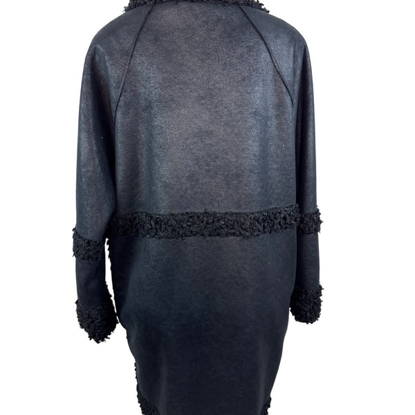 Adolfo Dominguez Women’s Black Faux Shearling Coat With Button Front