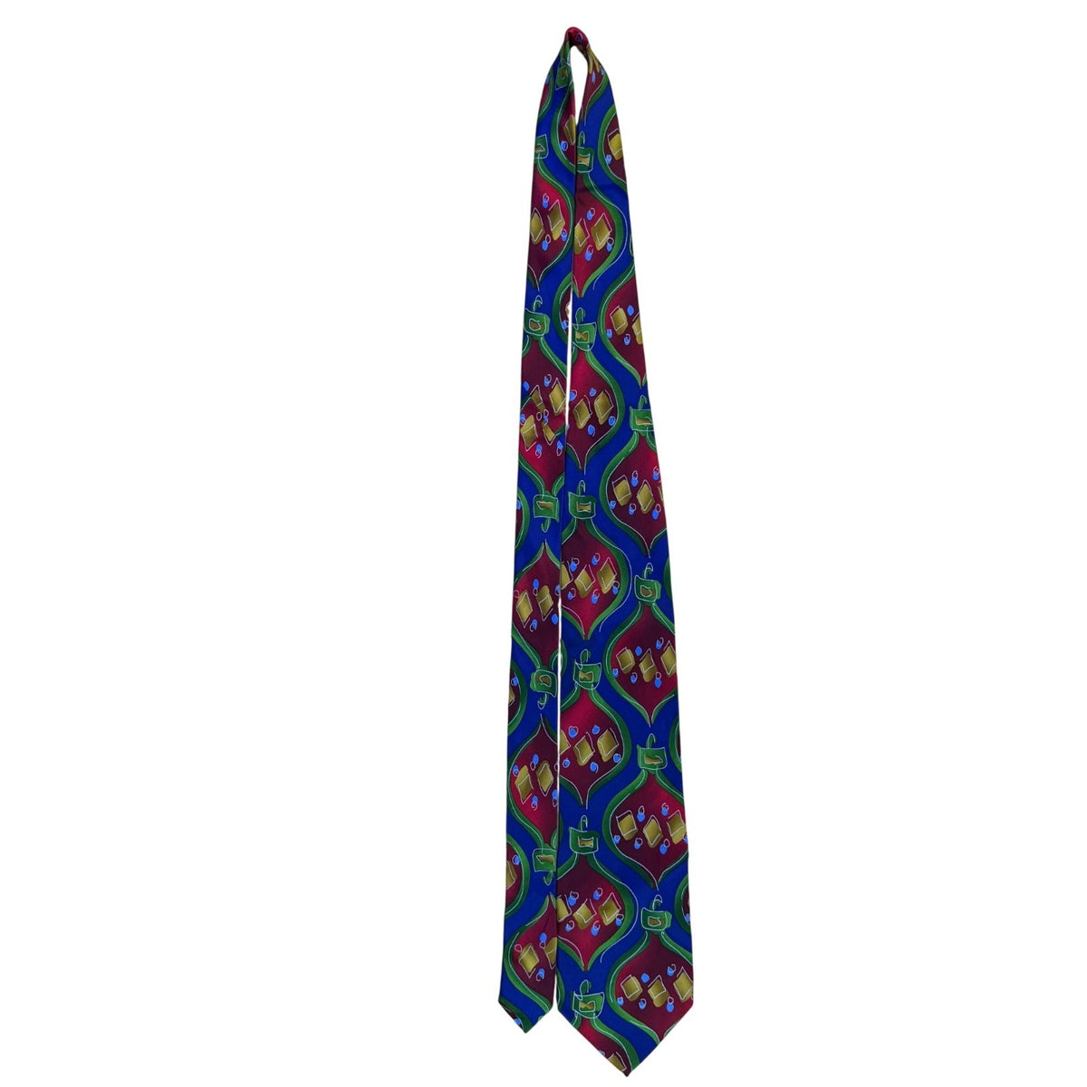 J. Garcia Mens Multicolor Silk Necktie Abstract Geometric Pattern Made In China
