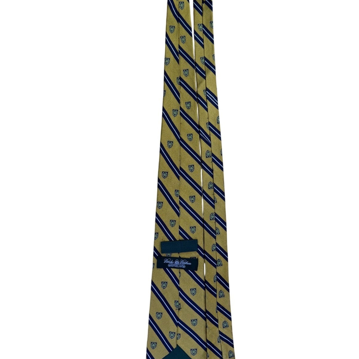 Brooks Brothers Mens Yellow & Blue Silk Striped Shield Pattern Tie