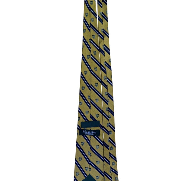 Brooks Brothers Mens Yellow & Blue Silk Striped Shield Pattern Tie