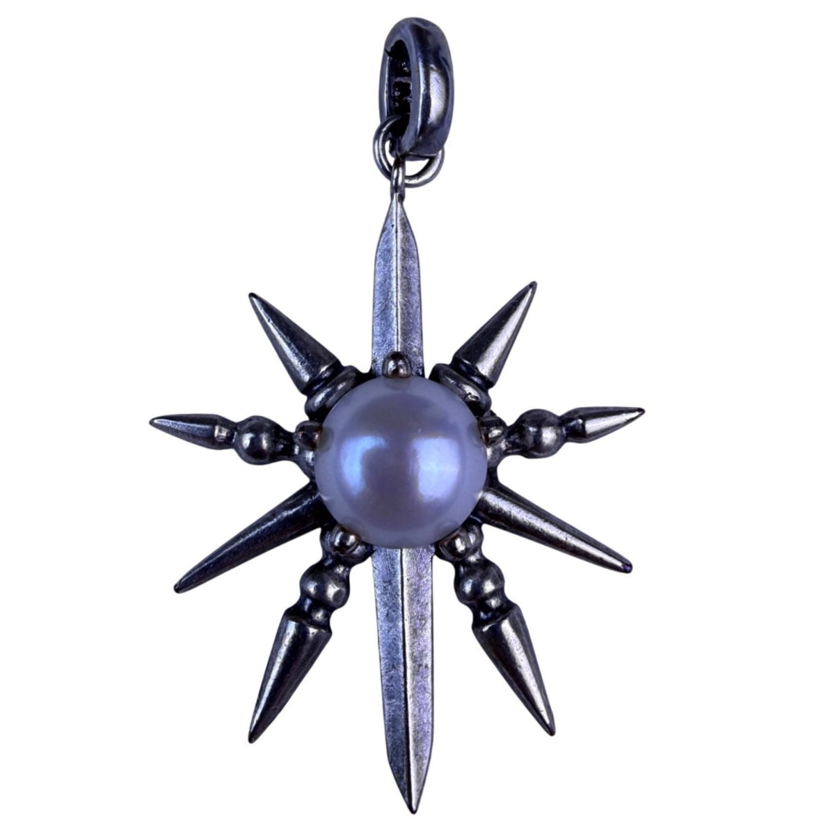 Kendra Scott Womens Silver Tone Pearl Sunburst Pendant Genuine Smooth Enhancer