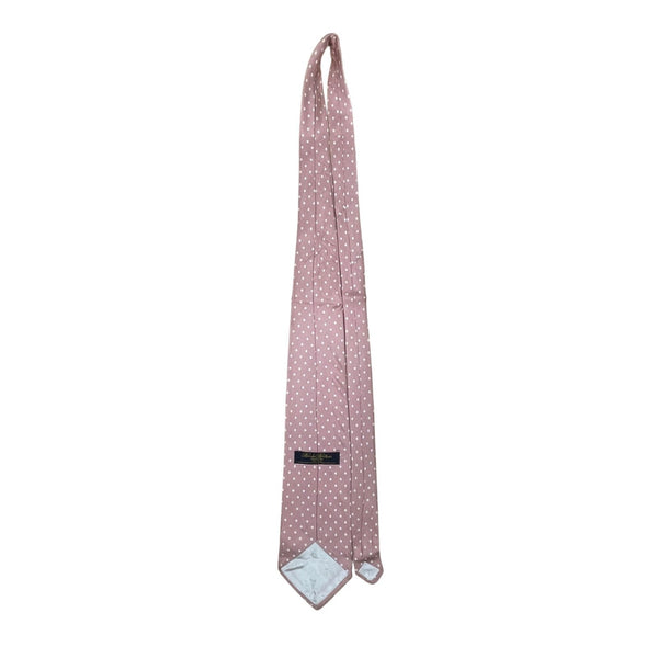 Vintage Brooks Brothers Pink & White Polka Dot Silk Necktie