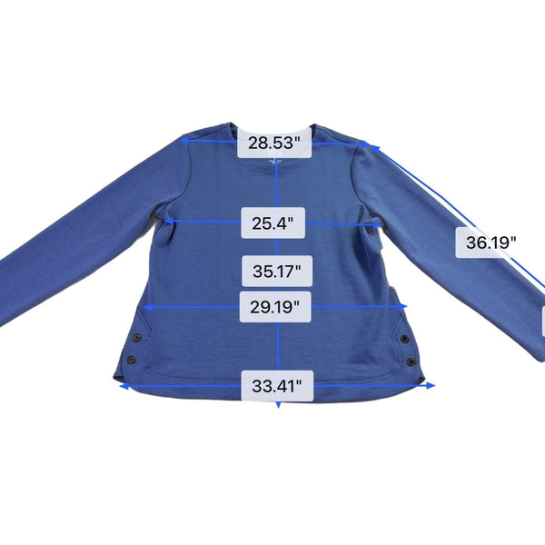 Croft & Barrow Womens Blue Button-Side Long Sleeve Top Sz PL