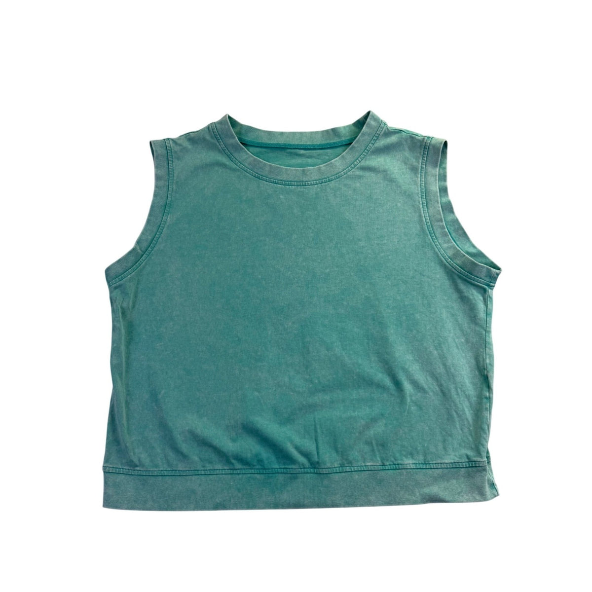 Sleeveless Cotton Top & Elastic Waist Shorts Set Women Teal Size L