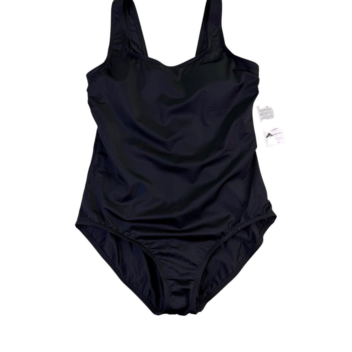 Lands End Womens Black Nylon/Spandex One Piece Swimsuit Stylish Fit Size 14