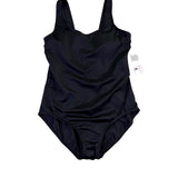 Lands End Womens Black Nylon/Spandex One Piece Swimsuit Stylish Fit Size 14