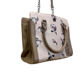 Nine West Women's Beige Faux Leather Floral Print Dual Handles Crossbody Bag