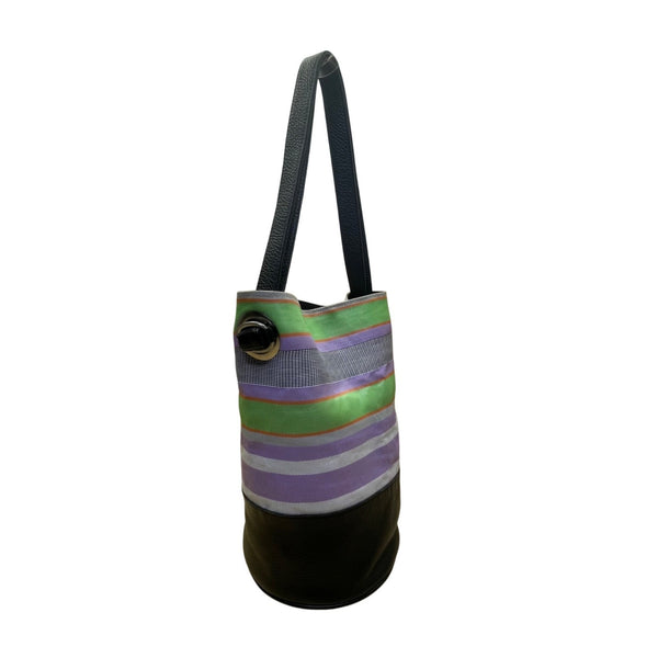 Tote Le Monde Women’s Multicolor Leather & Fabric Bucket Shoulder Bag