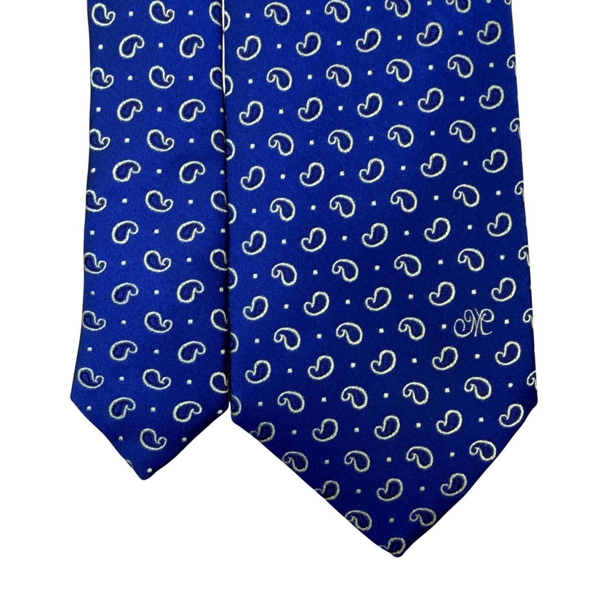 Metrocity Mens Blue Silk Paisley Print Neck Tie Formal Accessory