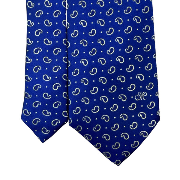 Metrocity Mens Blue Silk Paisley Print Neck Tie Formal Accessory