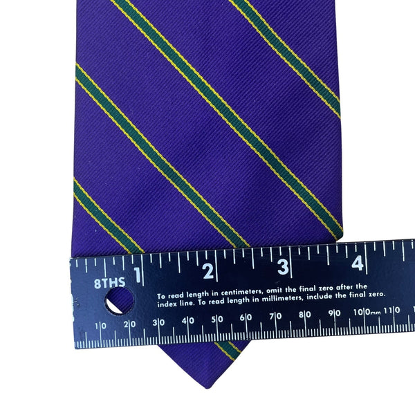 Huntington Mens Purple & Green 100% Silk Striped Classic Tie Made In USA