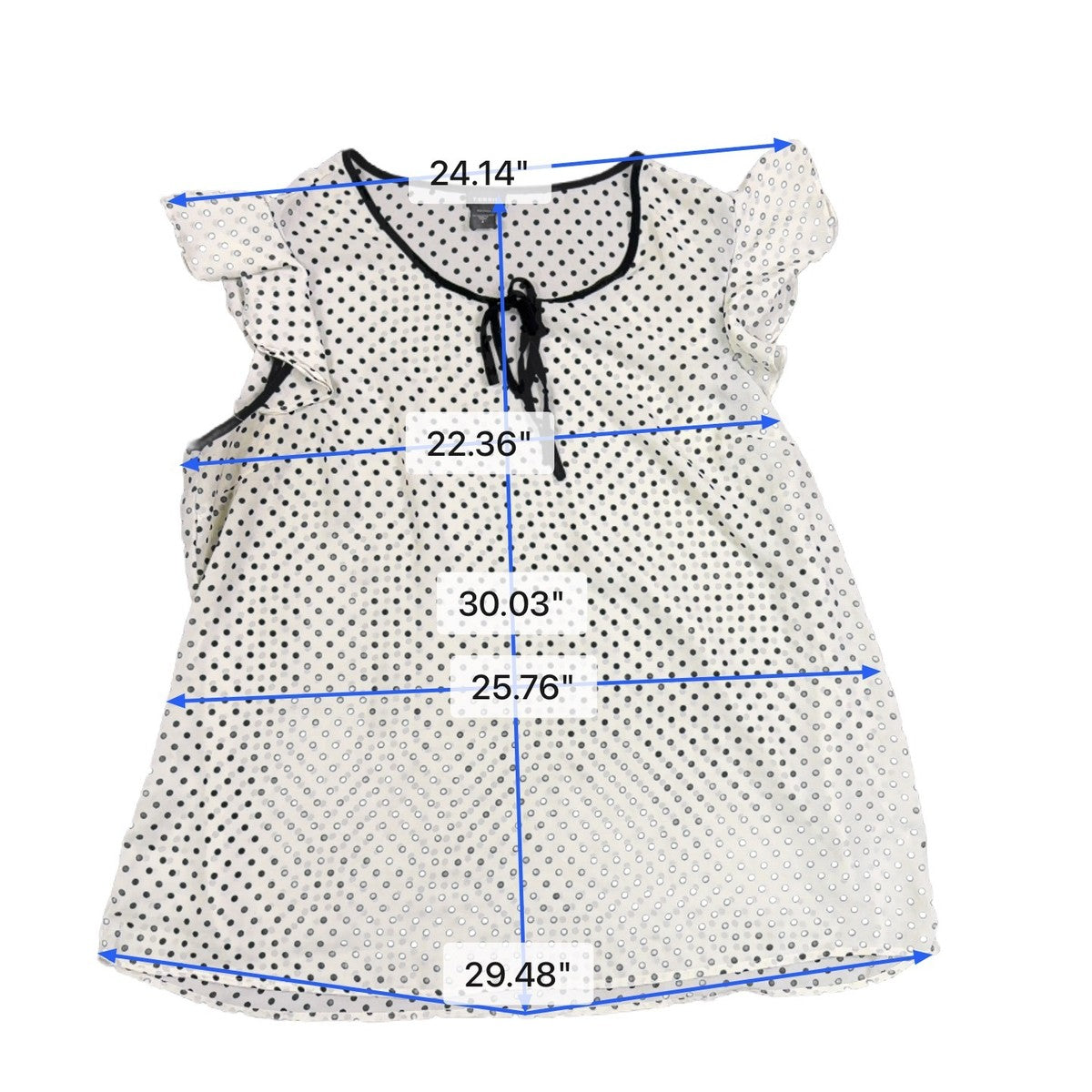 Torrid Womens White & Black Polyester Polka Dot Flutter Sleeve Top Size 3
