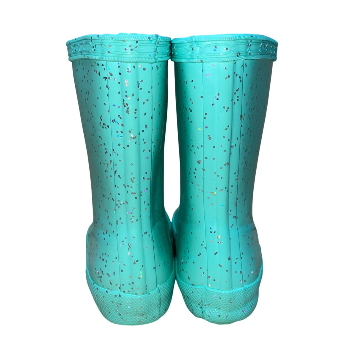 Hunter Kids Teal Rubber Glitter Waterproof Rain Boots Size US 6/7