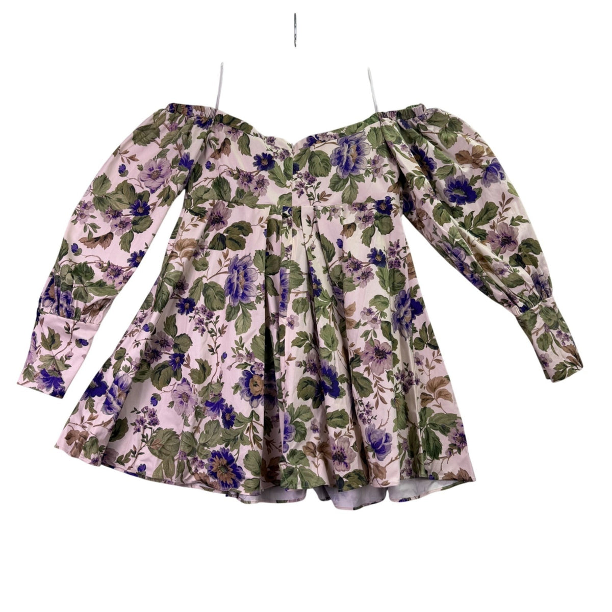 Asos Edition Womens Purple Floral Off-Shoulder Mini Dress Long Sleeves Sz 12