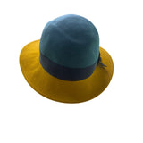 Dockin Womens Green & Yellow Wool Felt Cloche Hat Ribbon Accent Chic
