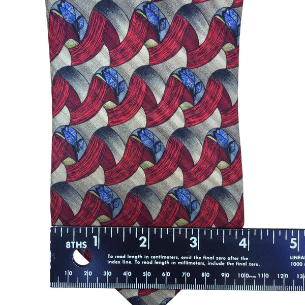 Robert Talbott Studio Mens Silk Necktie Red & Gold Abstract Multi-Color Pattern