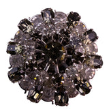 Vintage Unknown Womens Silver Tone Brooch Floral Design Gray & Clear Stones