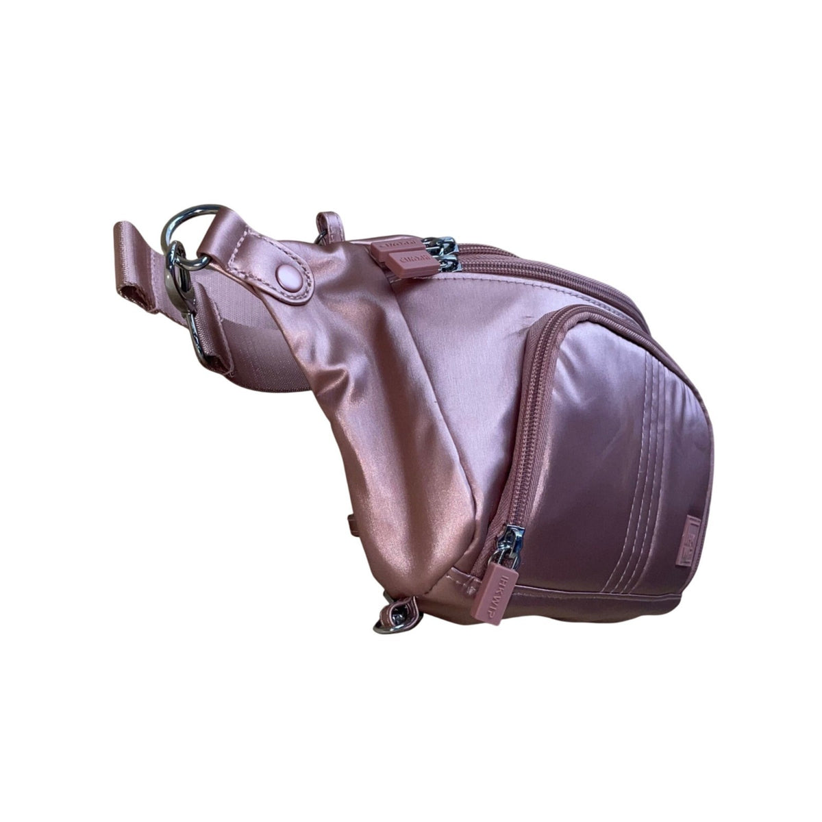 IHKWIP Women’s Rose Gold Nylon Adjustable Strap & Zipper Pockets Fanny pack