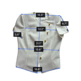 Tahari Womens White Polyester Short Sleeve Gold Button Detail Blouse Size 4