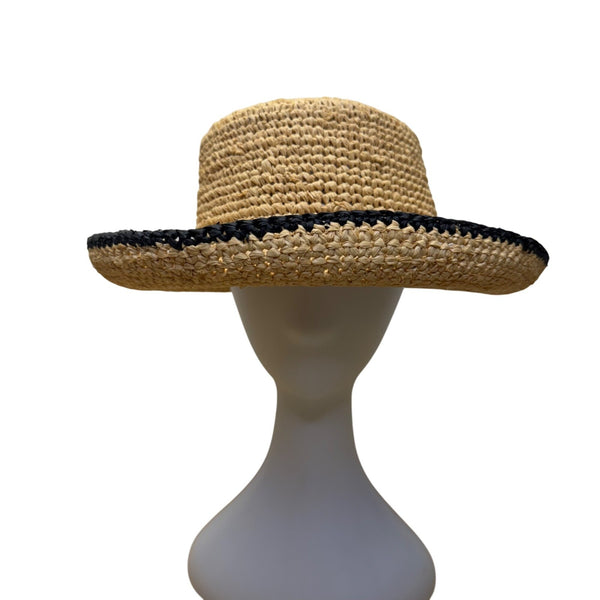 The Scala Collection Womens Natural Fiber Straw Hat Black Trim One Size