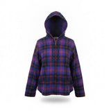 L.L.Bean Womens Purple & Red Plaid Relaxed Fit Zip-Up Hooded Jacket Size XL