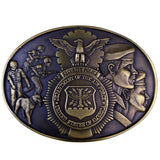 US Air Force Mens Gold Tone Metal Commemorative Belt Buckle Oval Design