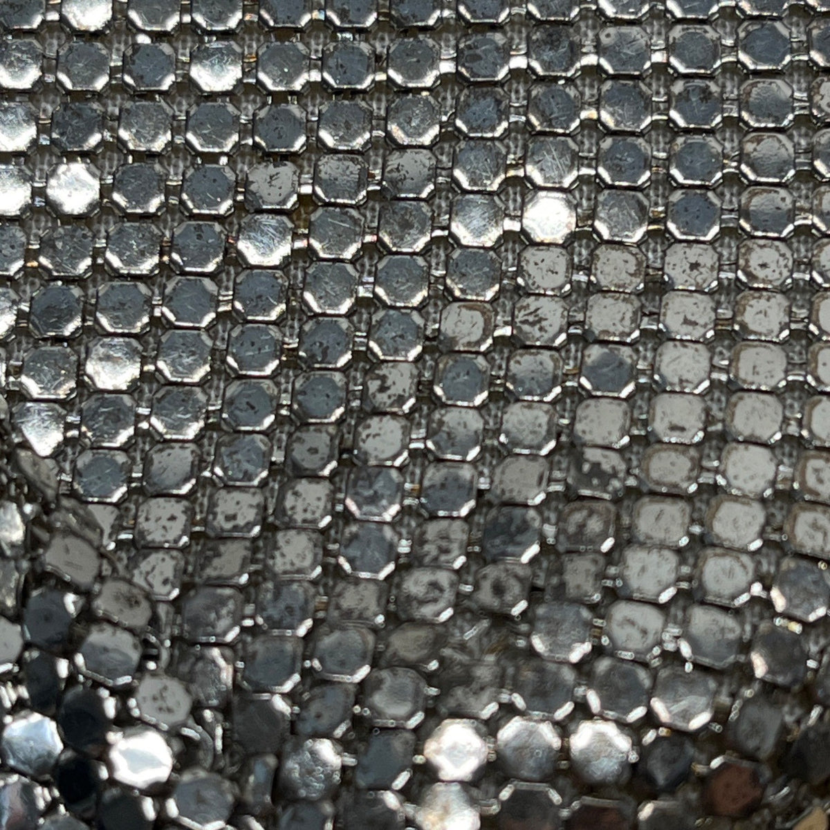 Vintage Silver Mesh Shoulder Bag With Rhinestone Accent & Chain Strap Evening Ha