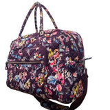 Vera Bradley Women’s Purple Floral Quilted Spacious Travel Carry-On Duffel Bag