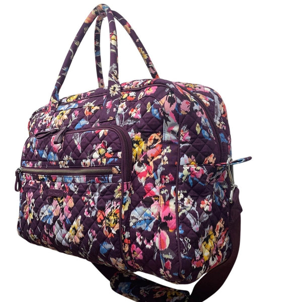 Vera Bradley Women’s Purple Floral Quilted Spacious Travel Carry-On Duffel Bag