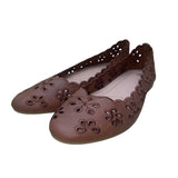 Women’s Brown Cutout Floral Design Ballet Flats Size 8.5