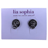 Lia Sophia Womens Silver Tone Metal Lion Stud Earrings Vintage Style