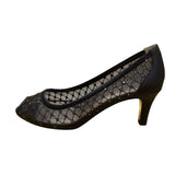 Adrianna Papell Women’s Navy Saba Mesh Rhinestoned Peep Toe Jamie Heels Size 6.5