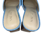 Nine West Women’s Blue Denim Open-Toe Wylow 7 Block Heel Mules Size 7M