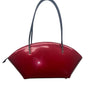 Beijo Womens Red Glossy Black Straps Chic Modern Design Tote Handbag