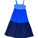 Loft Womens Blue Colorblock Maxi Dress Sleeveless Casual Style Size M