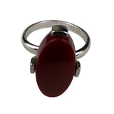 Sarah Coventry Red Oval Stone Silver Tone Ring Mid-Century Jewelry Size 5