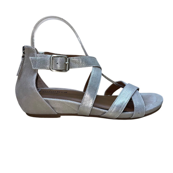 Comfortiva Women’s Gold Leather Adjustable Strap Pillowtop Sandals Size 8M
