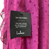 Lulus Women's Magenta Short Sleeve Wrapped Dress Sz M - NWT