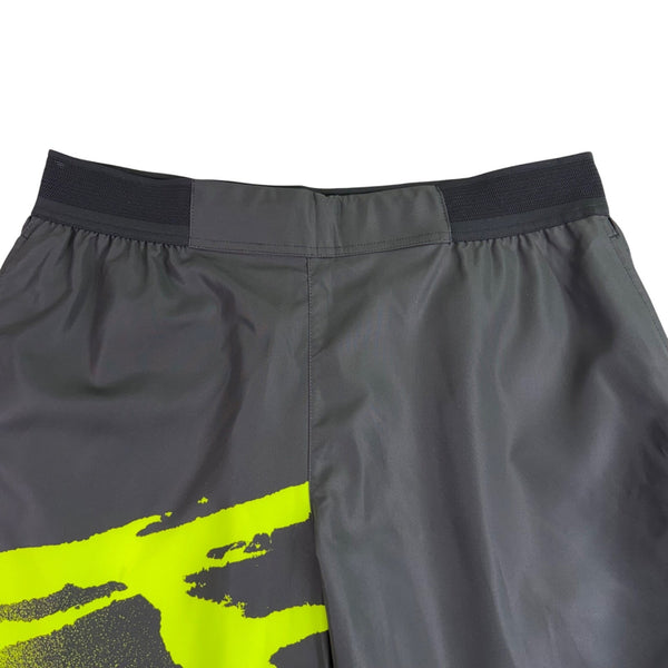 Nike Mens Grey Tennis Shorts With Neon Yellow Graphic Dri-Fit Standard Fit Sz L