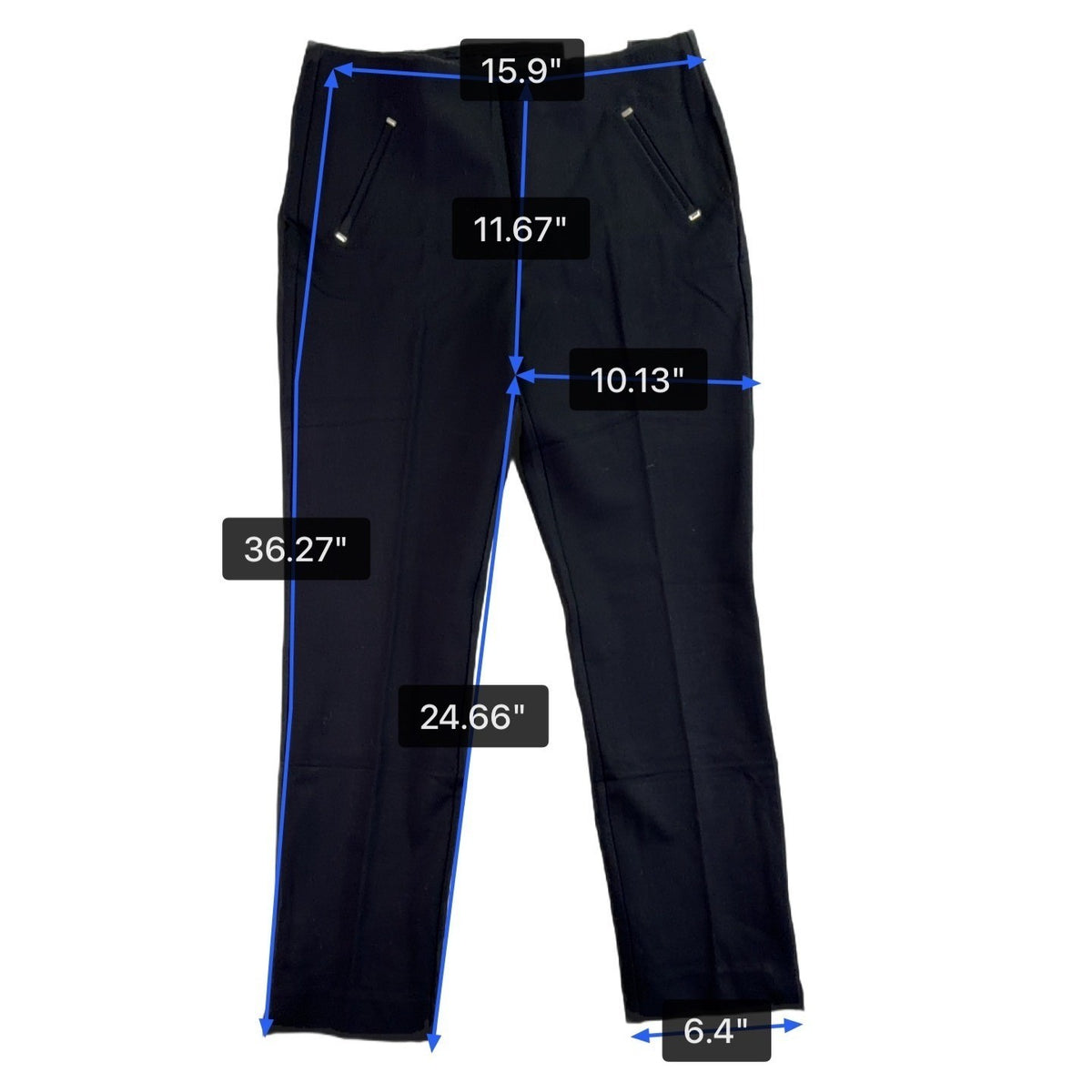 Chicos Womens Black Slim Fit Pants Zipper Pockets Size US 10