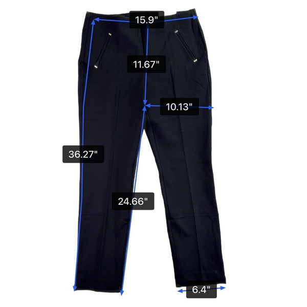 Chicos Womens Black Slim Fit Pants Zipper Pockets Size US 10