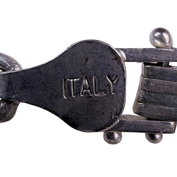 Sterling Silver 925 Italian Fence Design Bracelet Lobster Clasp