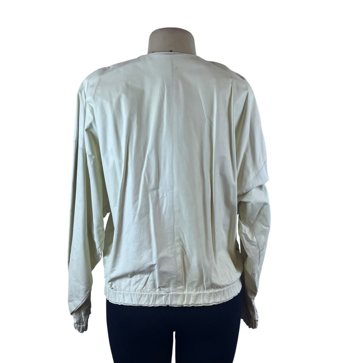 Polly Edwards Womens White Gem Embellished Vintage Sweater Jacket Elastic Hem
