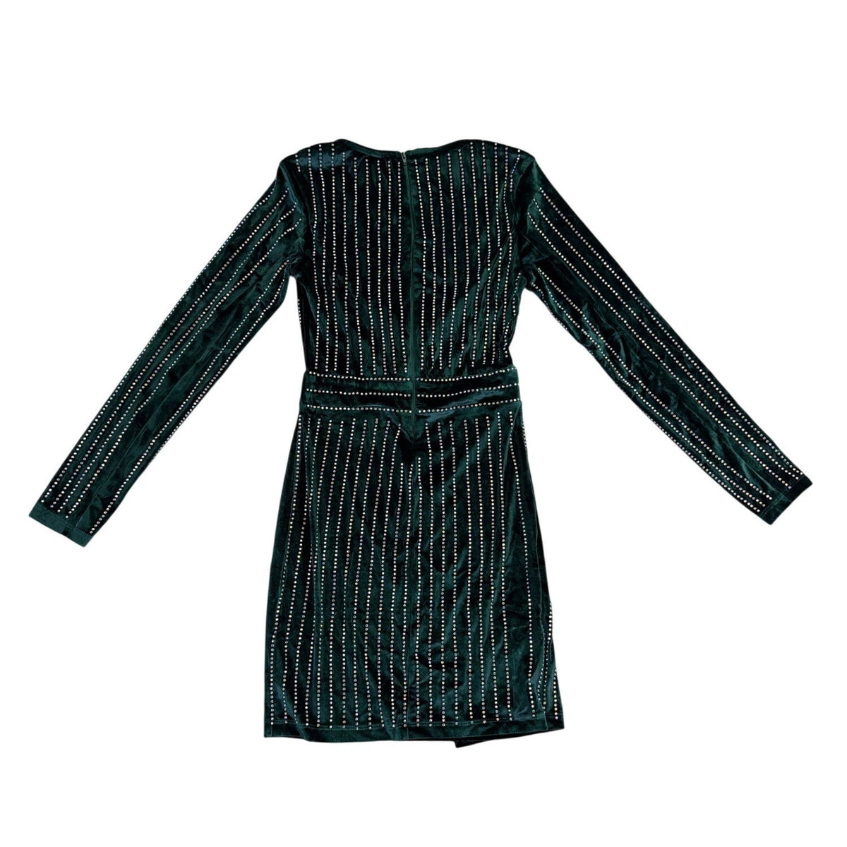 Kikiriki Womens Green Sequin Wrap Dress Long Sleeve V Neck Sparkle Sz M