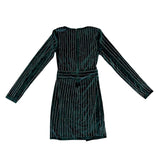 Kikiriki Womens Green Sequin Wrap Dress Long Sleeve V Neck Sparkle Sz M