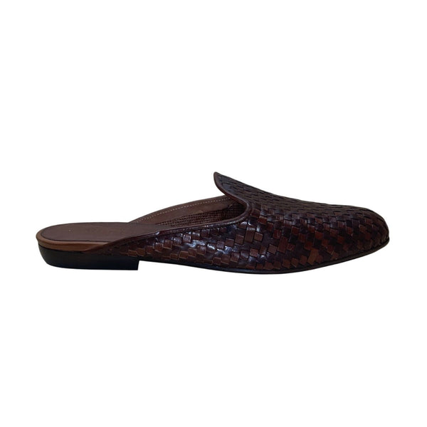 Sesto Meucci women’s Brown Leather Woven Slip-On Mule Shoes Size 10M